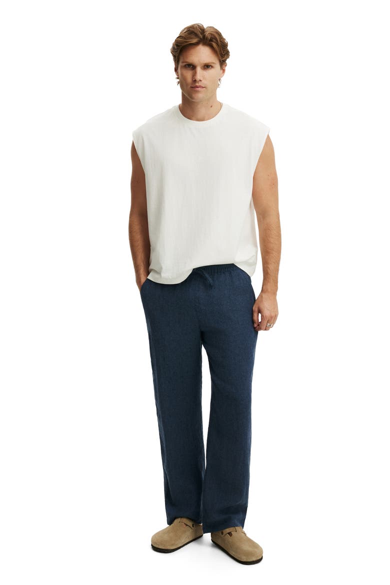 Men's Baggy Linen Pant, Alternate, color, Navy