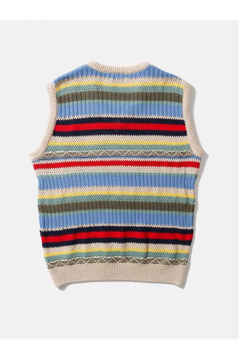 Multicolor Stripes Knitted Vest, Alternate, color, Plain Off White