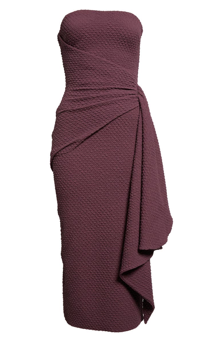 Chiara Boni La Petite Robe Airi Strapless Cloqué Faux Wrap Midi Dress, Alternate, color, 