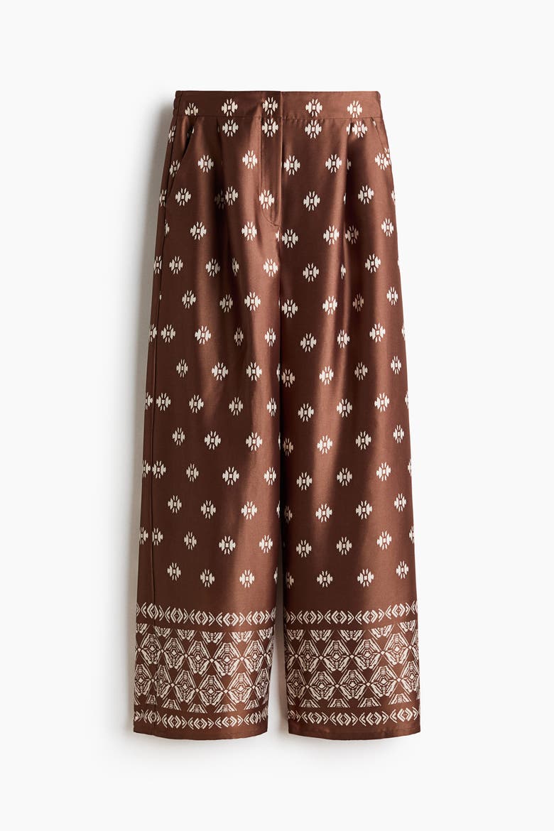 Straight-leg Satin Pants, Alternate, color, Brown/patterned