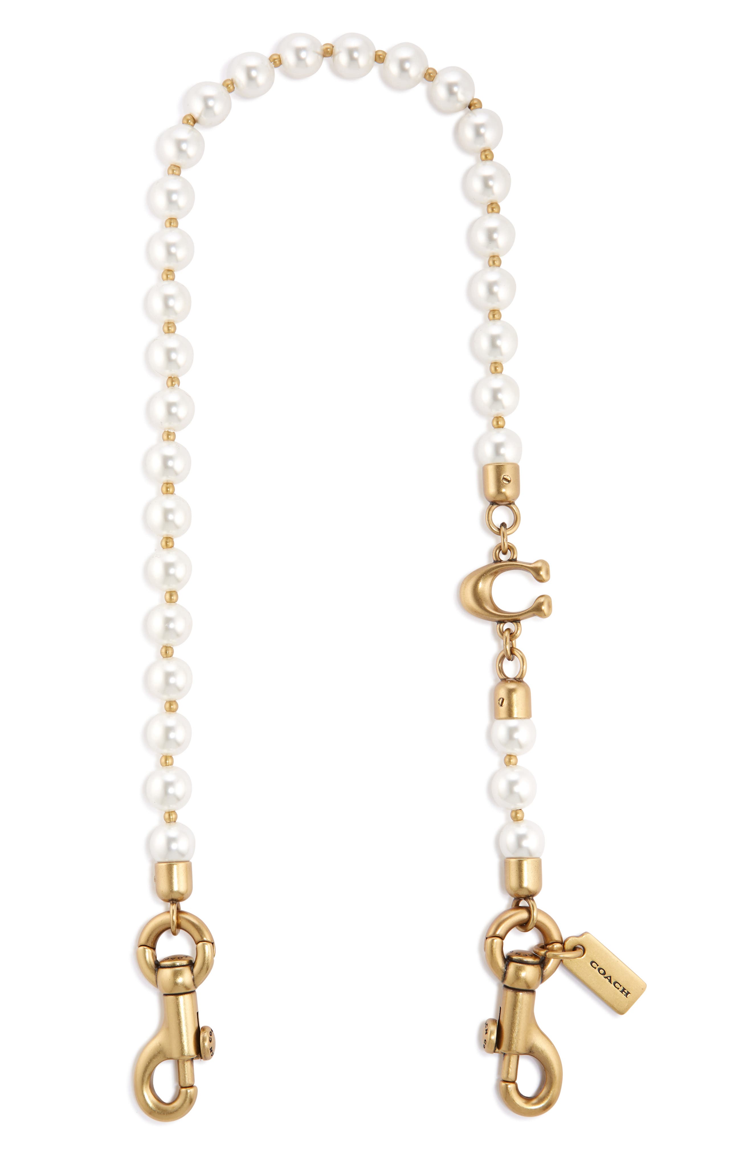 COACH Short Faux Pearl Strap, Main, color, 