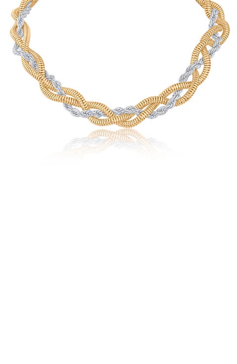 Two-Tone Woven Chain Necklace