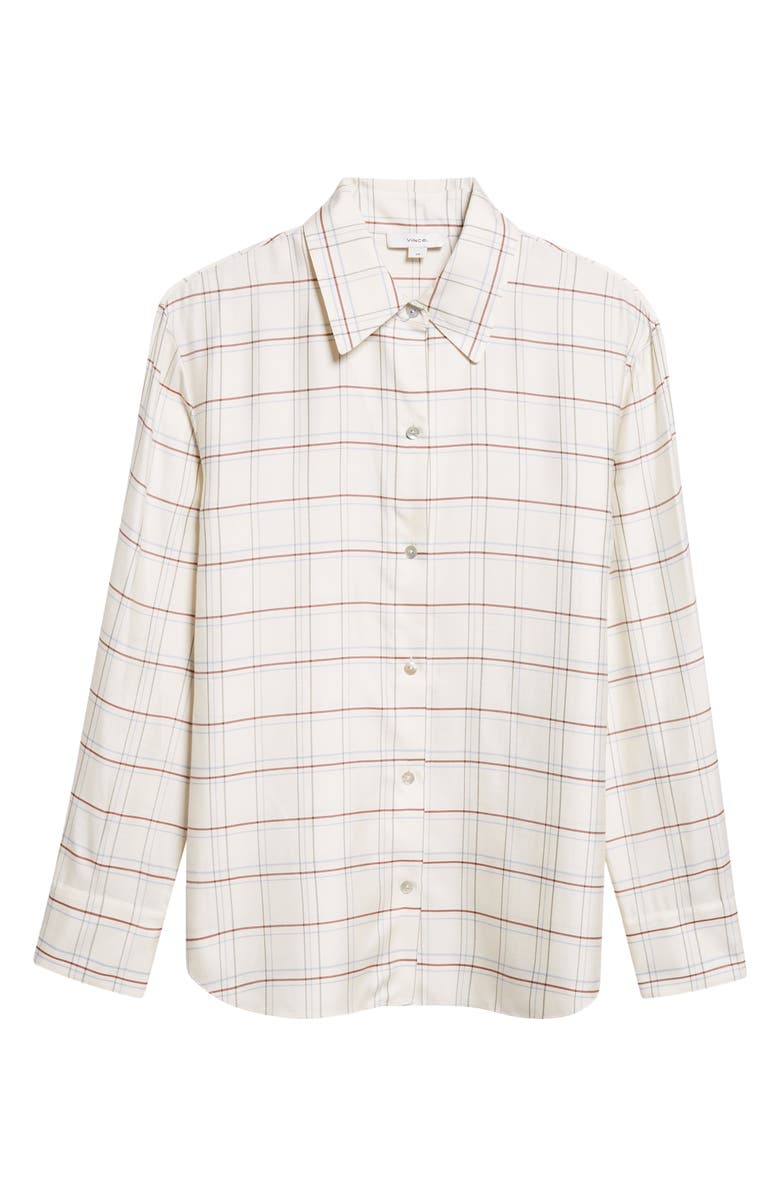 Vince Check Plaid Button-Up Shirt, Alternate, color, Cream Multi