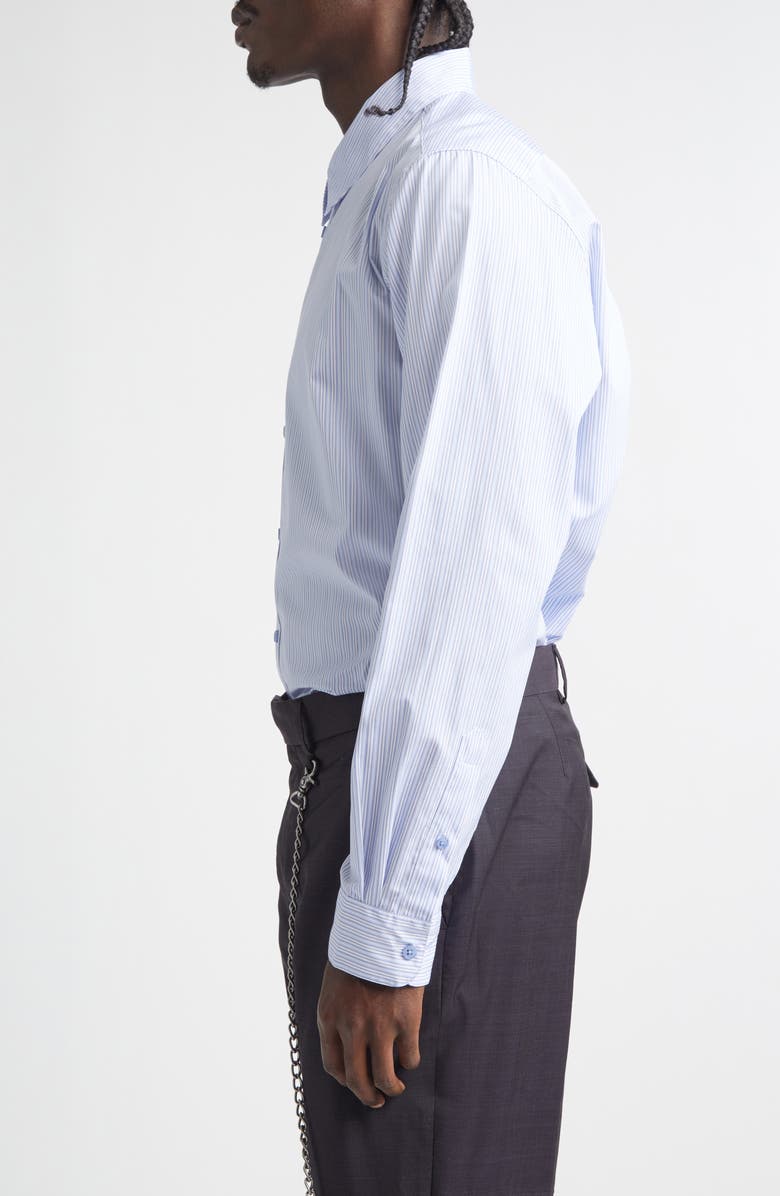 Martine Rose Classic Logo Stripe Button-Up Shirt, Alternate, color, Blue