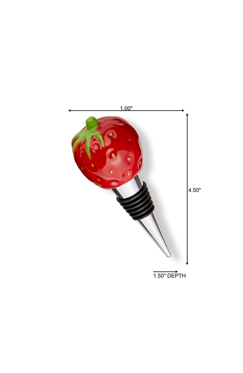 tag Strawberry Bottle Stopper Red Multi Earthenware Summer, Alternate, color, Red