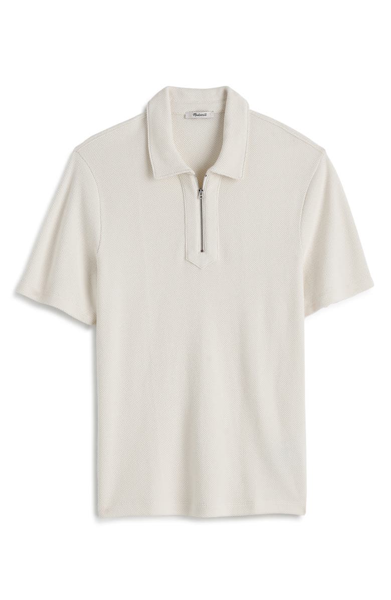 Madewell Quarter Zip Pique Polo Shirt, Alternate, color, Lighthouse