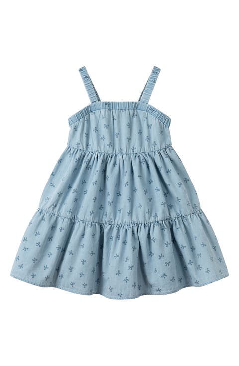 Bow Chambray Tiered Dress (Toddler & Little Kid)