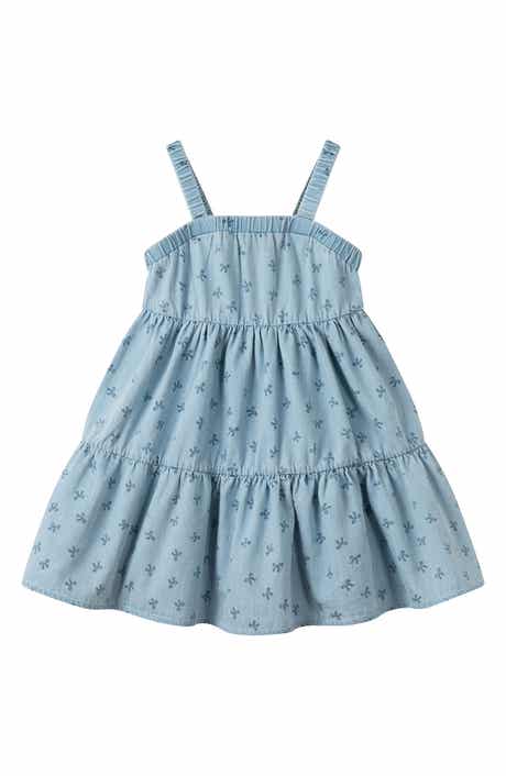 Andy & Evan Bow Chambray Tiered Dress