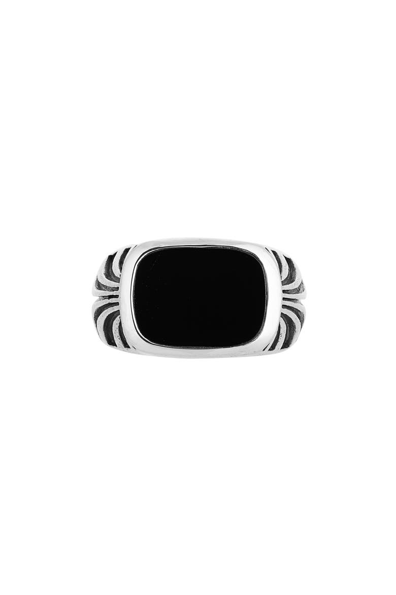 Men's Deco Onyx Signet Ring, Alternate, color, SILVER