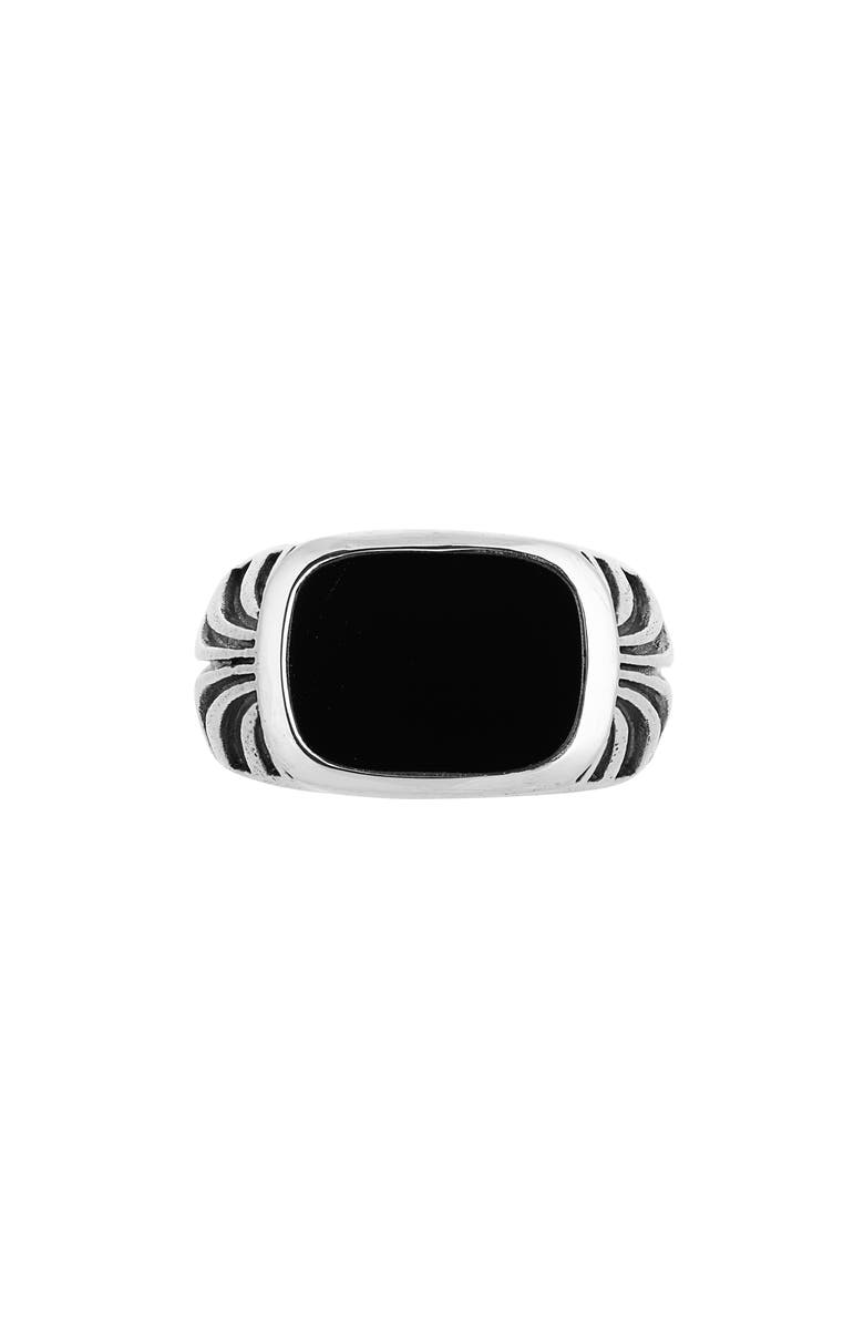John Varvatos Men's Deco Onyx Signet Ring, Alternate, color, Silver