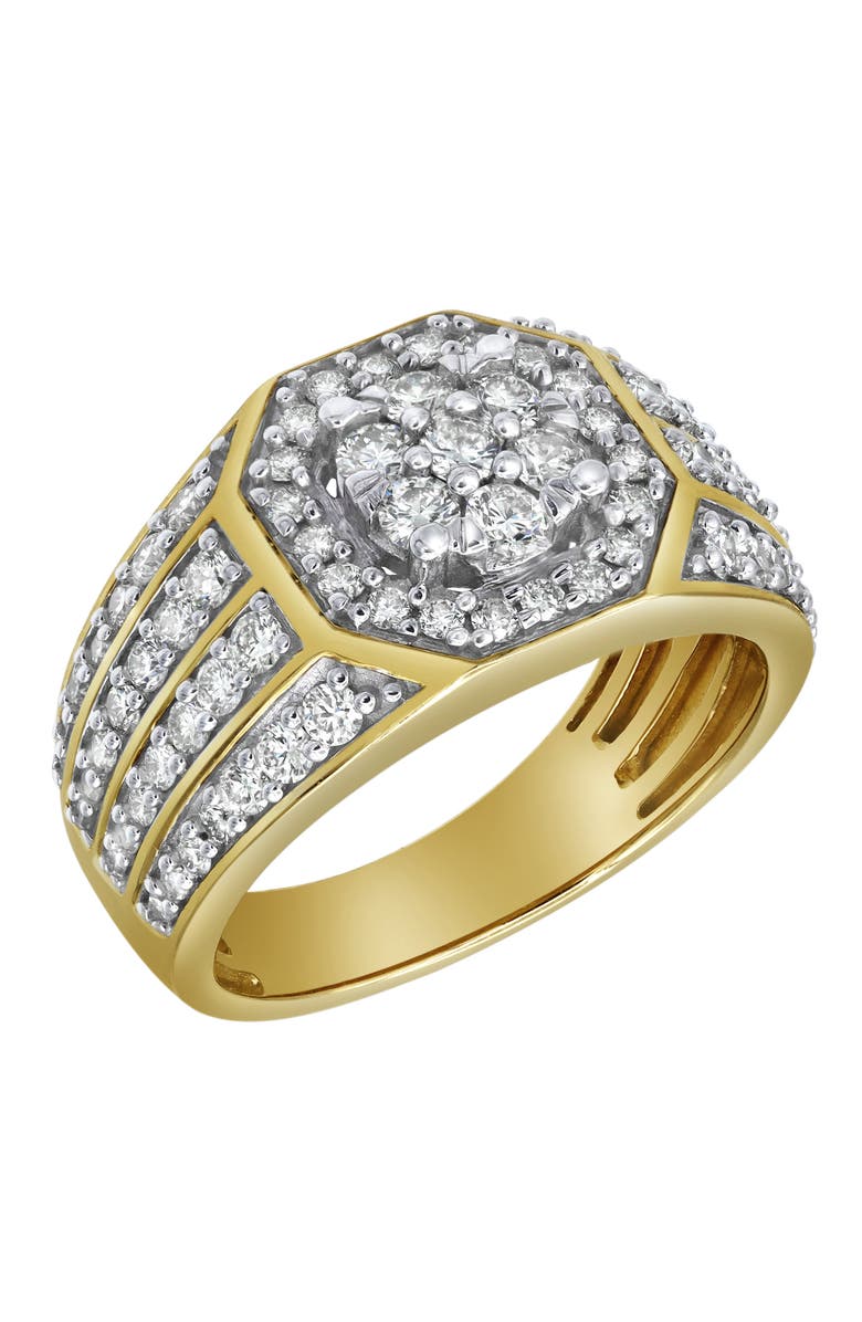 LuvMyJewelry Hex Rose 14K Yellow Gold Diamond Men Statement Ring - 1.74ct., Alternate, color, 14K Yellow Gold