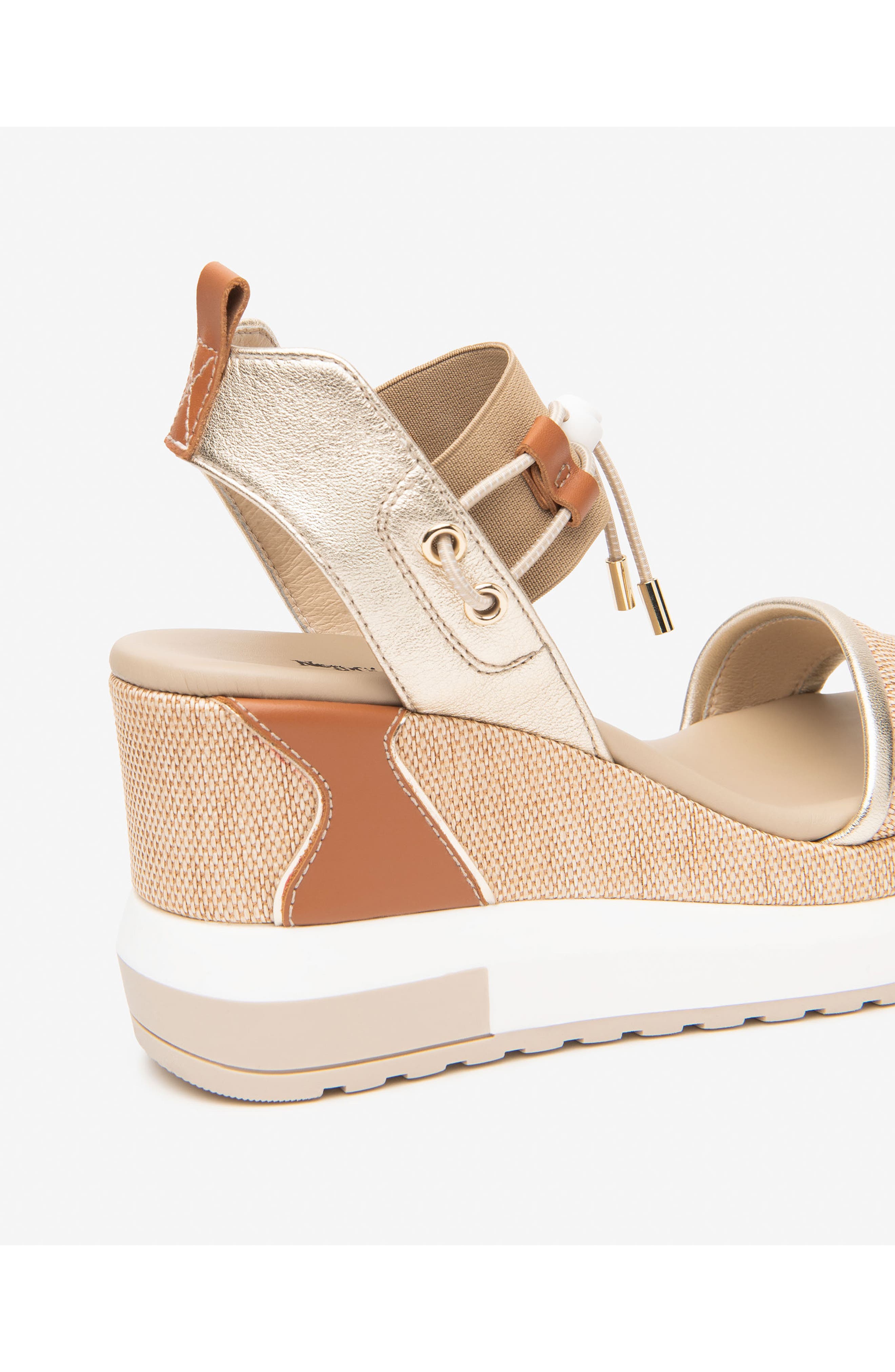 Bungee Platform Wedge Sandal, Alternate, color, LINEN/ GOLD