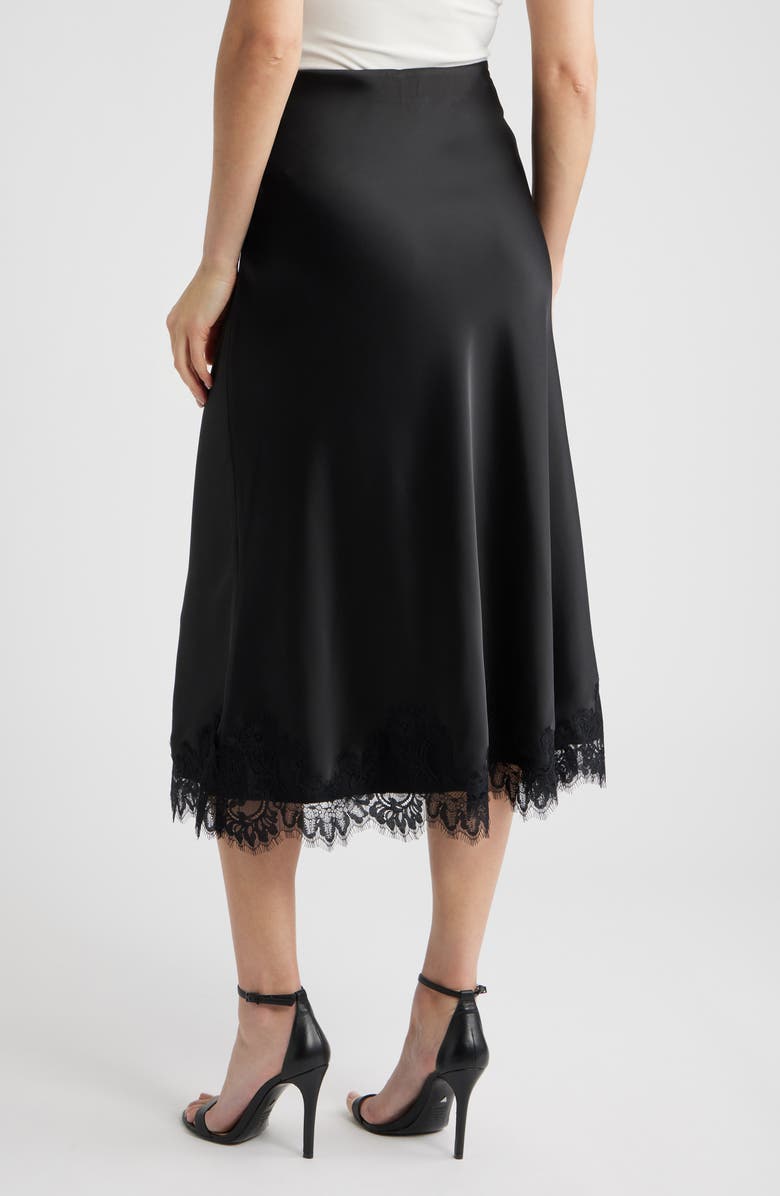 Anne Klein Lace Trim Midi Skirt, Alternate, color, Anne Black