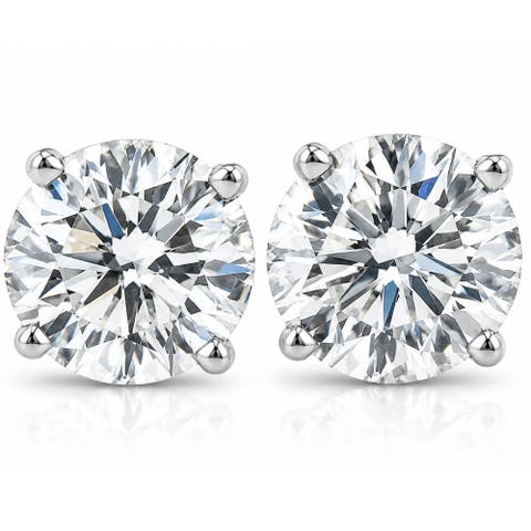 2 Ct Tw Round Lab Grown Diamond Studs 14k Gold With Screw Backs