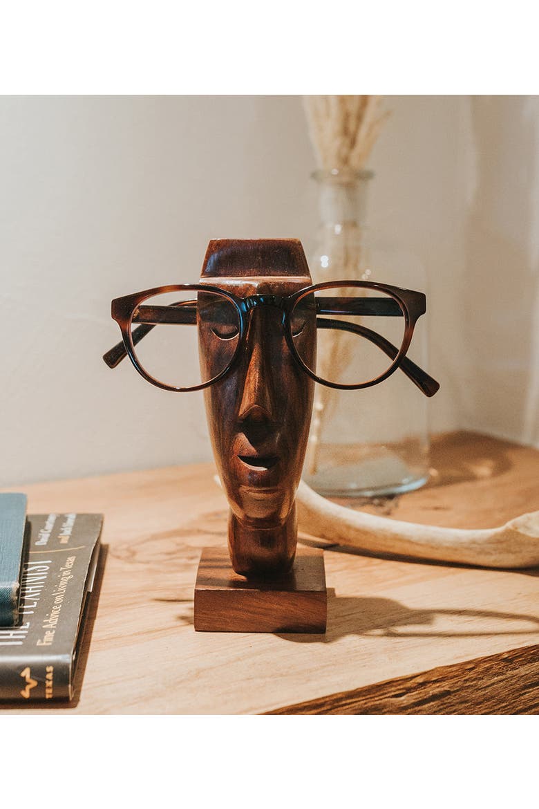 Face Glasses Holder Stand, Alternate, color, Brown