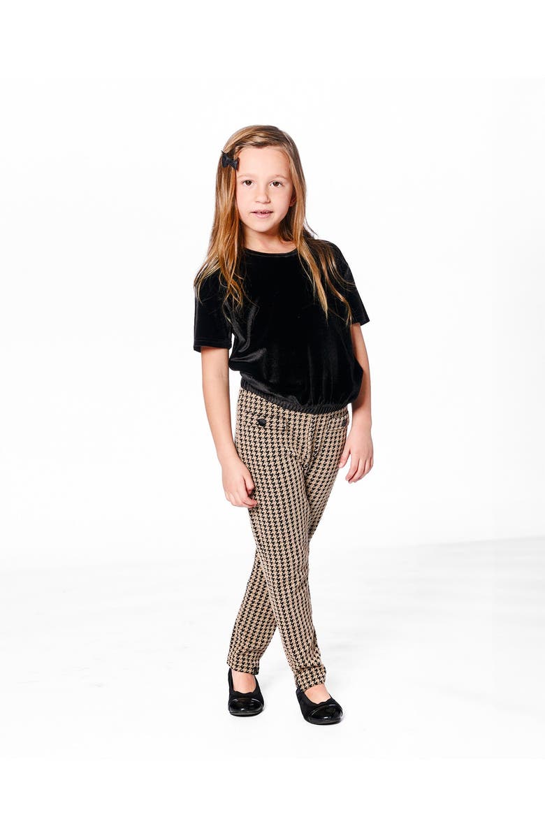 Deux par Deux Short Sleeve Stretch Velour Top, Main, color, Black