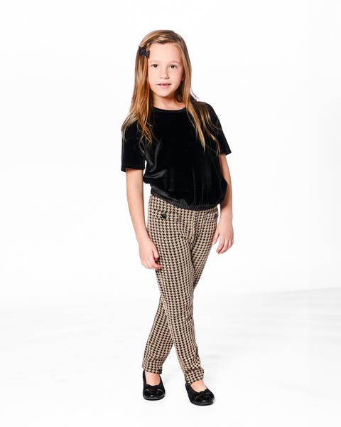 Short Sleeve Stretch Velour Top (Little Kid & Big Kid)