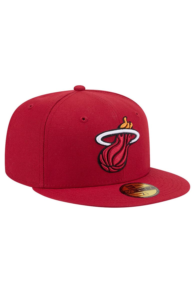 Men's New Era  Red Miami Heat Team 59FIFTY Fitted Hat, Alternate, color, Red