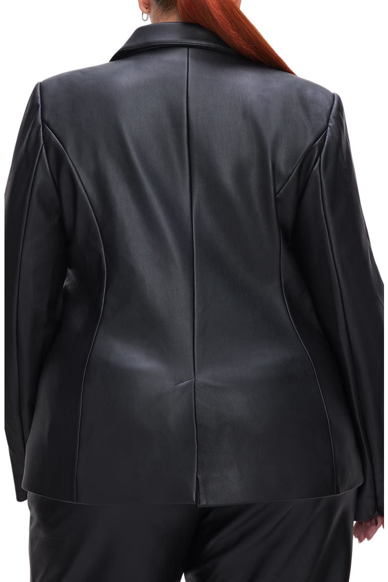 Sculpted Faux Leather Blazer, Alternate, color, BLACK001