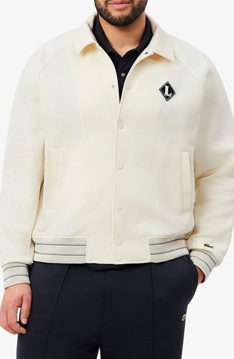 Lacoste Logo Detail Cotton Blend Bomber Jacket, Main, color, Lapland