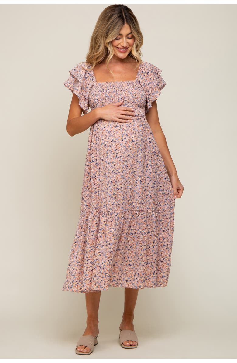 PinkBlush Floral Flutter Midi Dress, Alternate, color, Light Pink