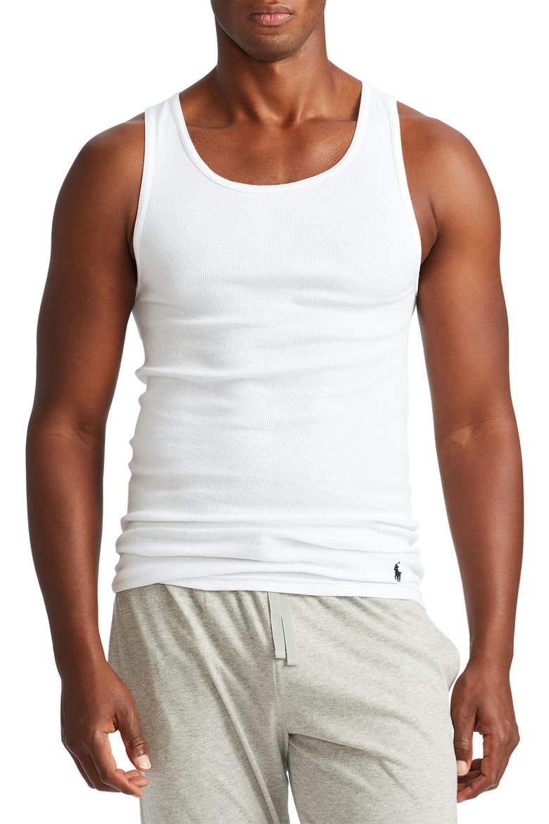 3-Pack Cotton Rib Tank Undershirts, Main, color, WHITE/WHITE