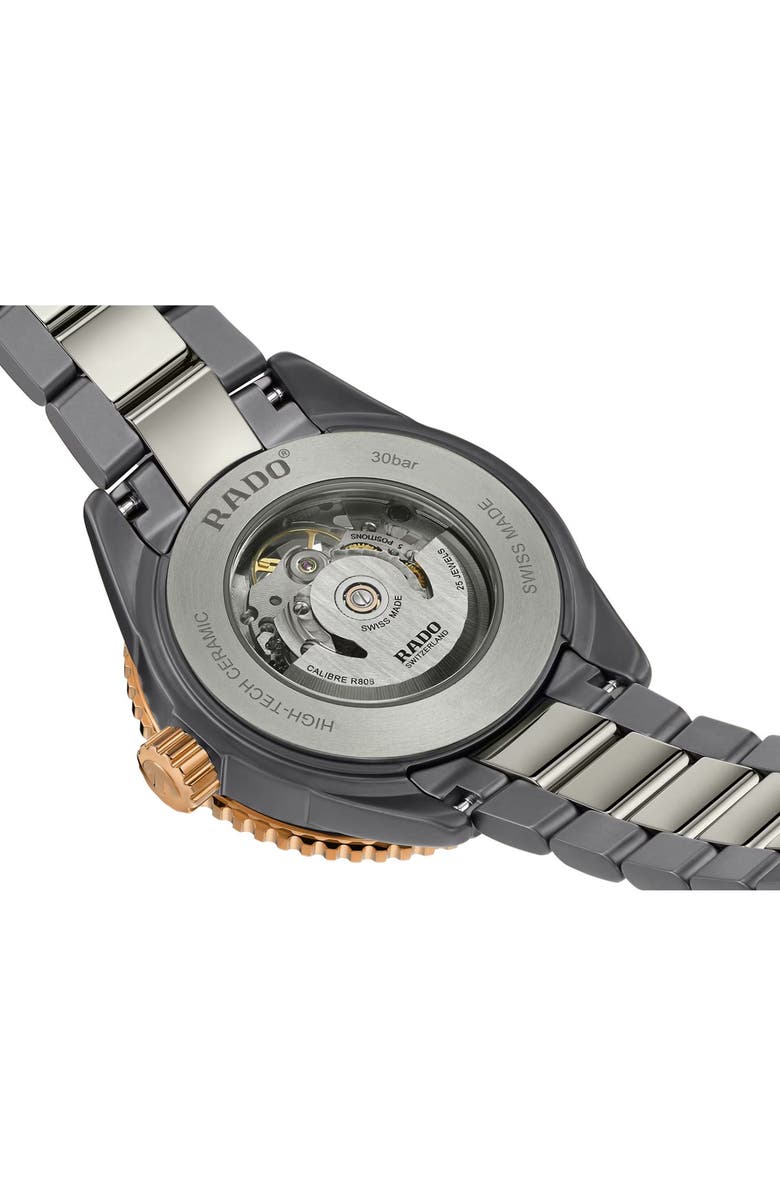 RADO Captain Cook High Tech Ceramic Skeleton Bracelet Watch, 43mm, Alternate, color, Grey