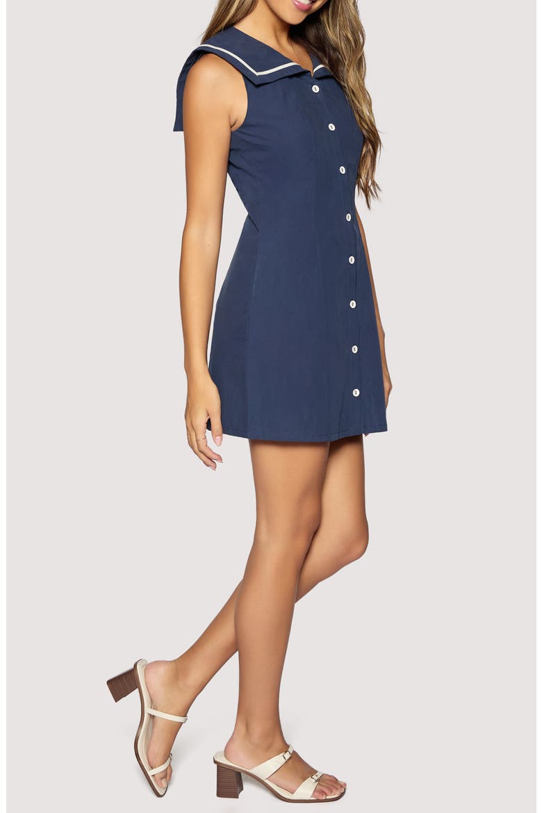 Coastal Riviera Sleeveless Cotton Minidress, Alternate, color, NAVY