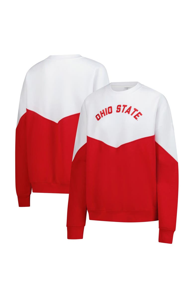 ZOOZATZ Women's ZooZatz White Ohio State Buckeyes Bestie Oversized Pullover Sweatshirt, Alternate, color, White