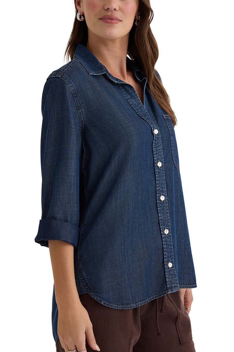 Shirt Tail Button-Up Shirt, Alternate, color, TWILIGHT RINSE WASH