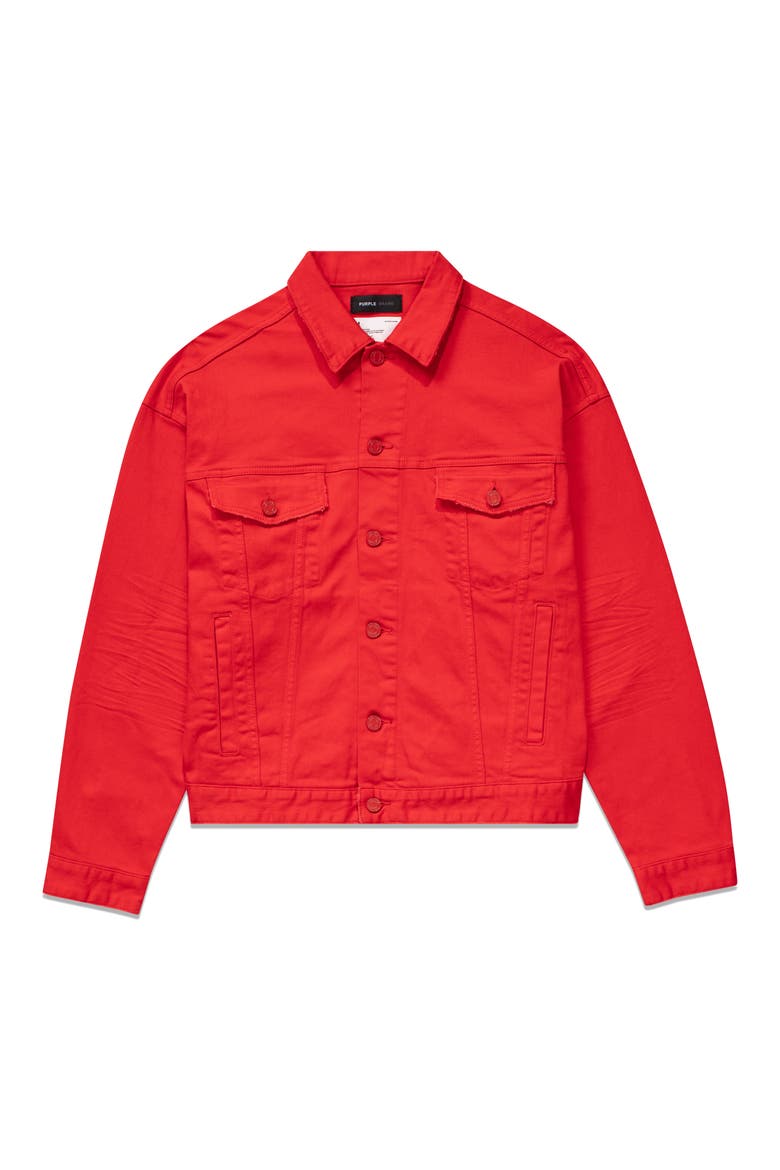 Lava Palms Oversize Stretch Denim Trucker Jacket, Alternate, color, RED