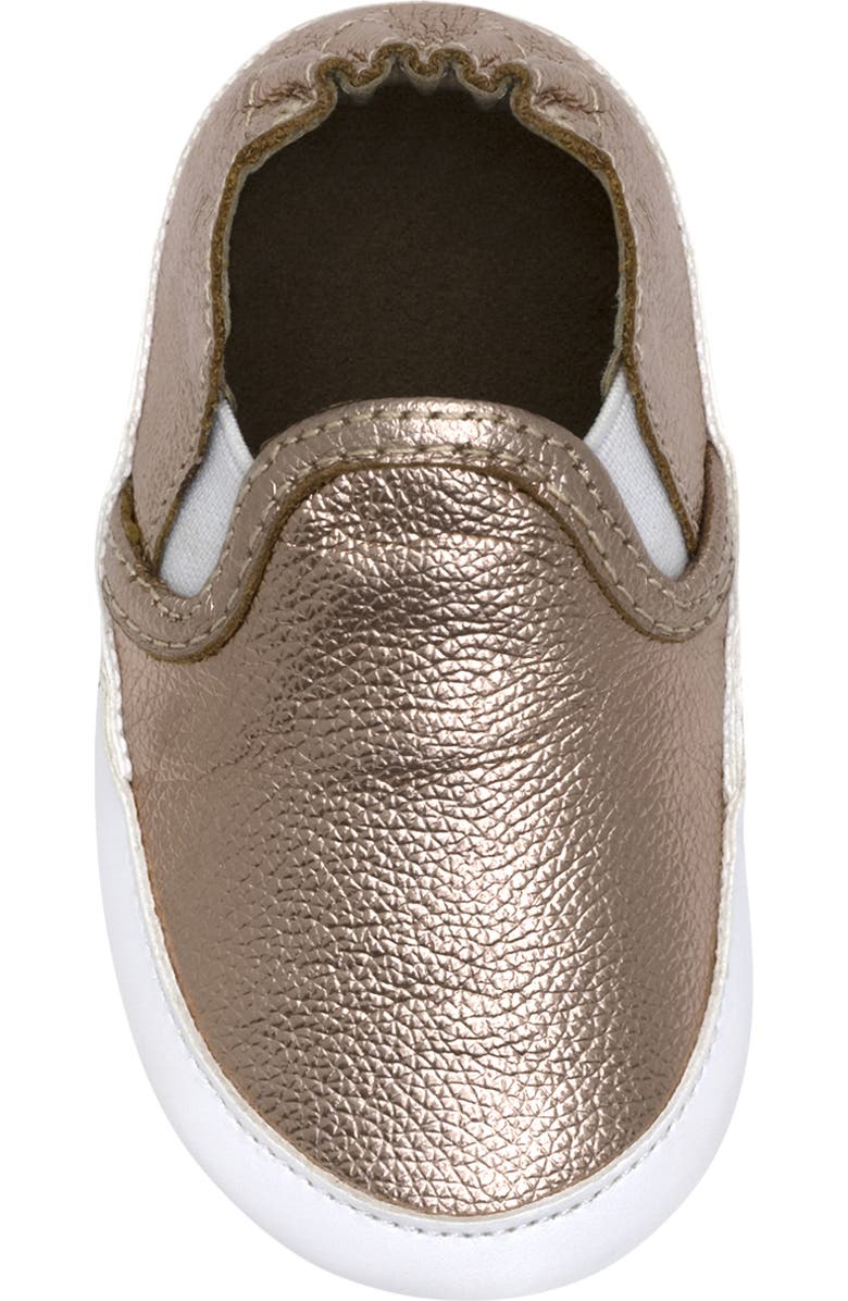 Robeez<sup>®</sup> Kids' Leah Slip-On Leather Crib Shoe, Alternate, color, Gold