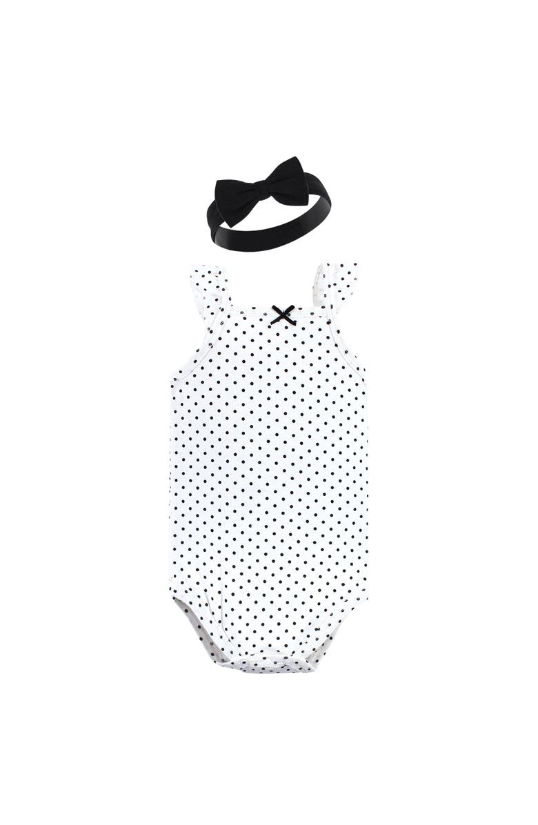 Hudson Baby Sleeveless Bodysuit and Headband Set, Alternate, color, Black Daisy