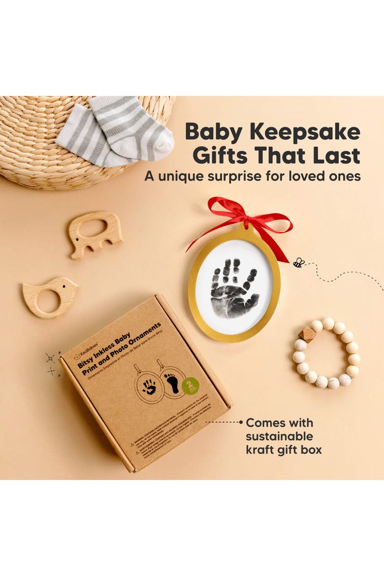 Bitsy Inkless Baby Print and Photo Ornaments, Alternate, color, Oval/Gold