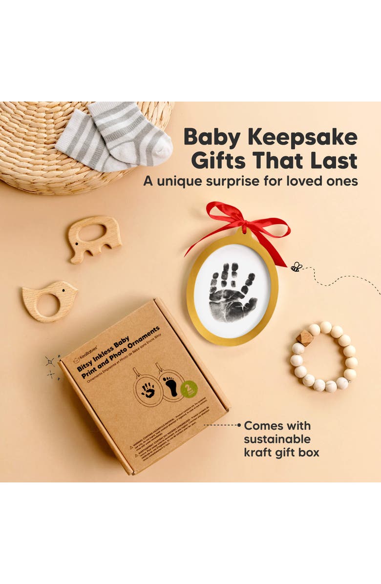 KeaBabies Bitsy Inkless Baby Print and Photo Ornaments, Alternate, color, Oval/Gold