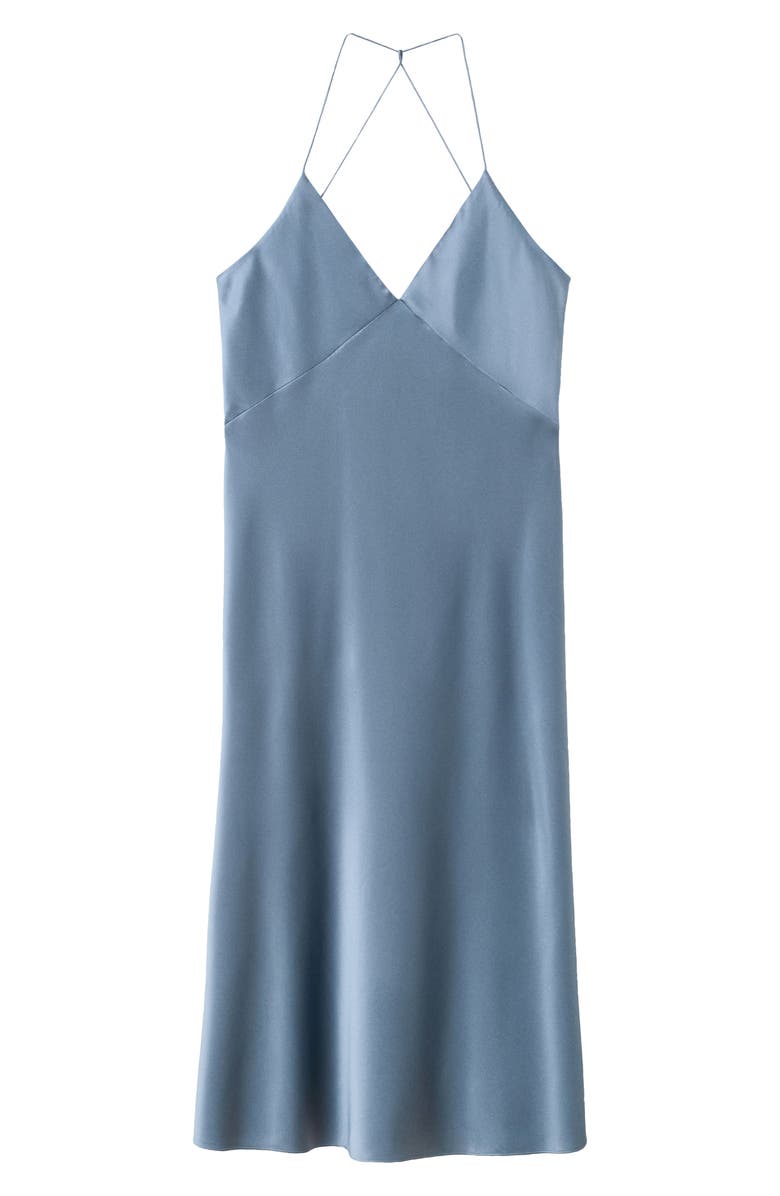 MANGO Stretch Silk Nightgown, Alternate, color, Blue