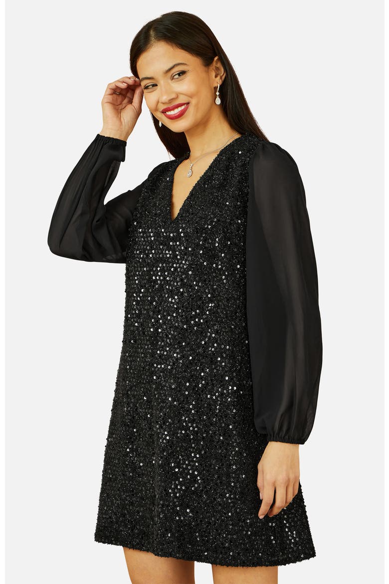 Sequin Tunic Dress, Alternate, color, Black