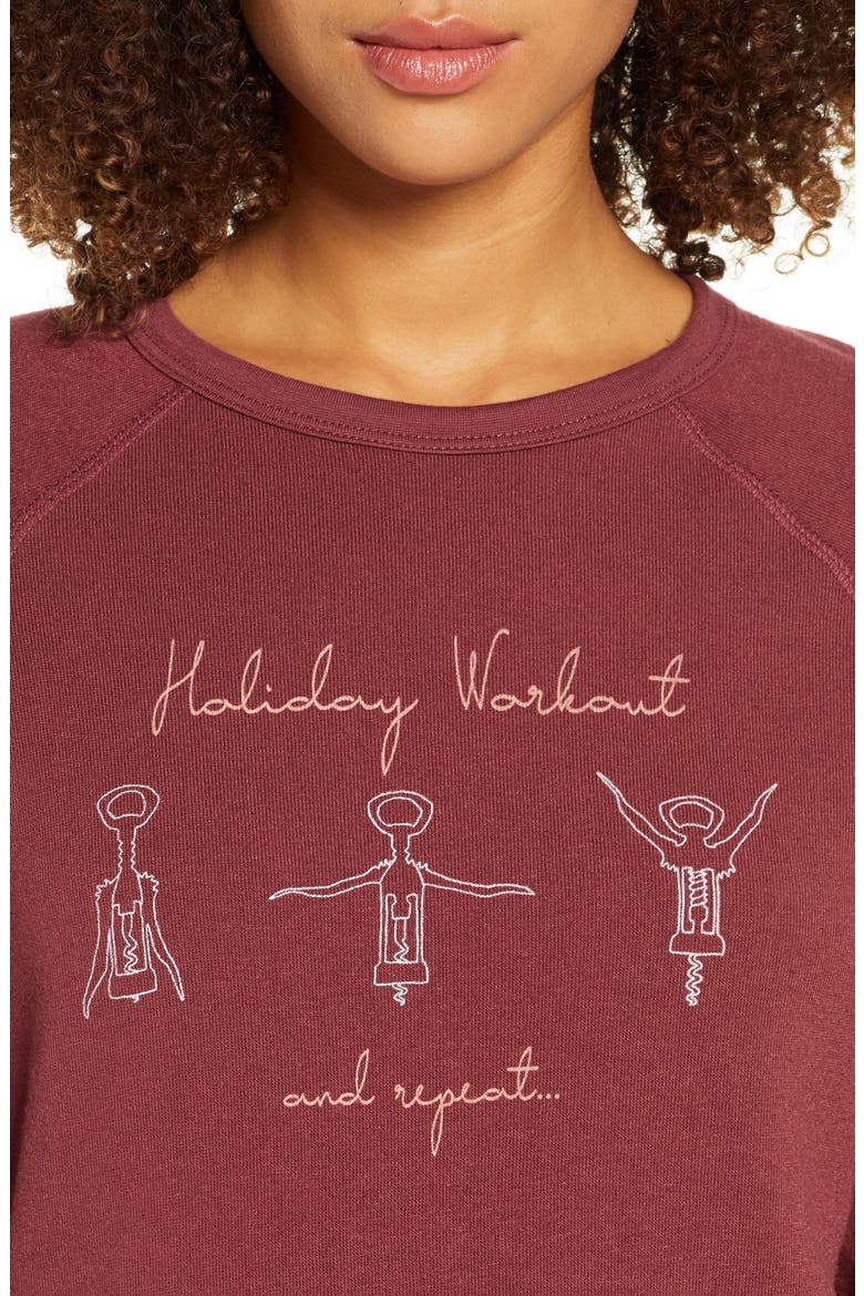 Holiday Workout Lounge Top, Alternate, color, ANDORRA BURGUNDY
