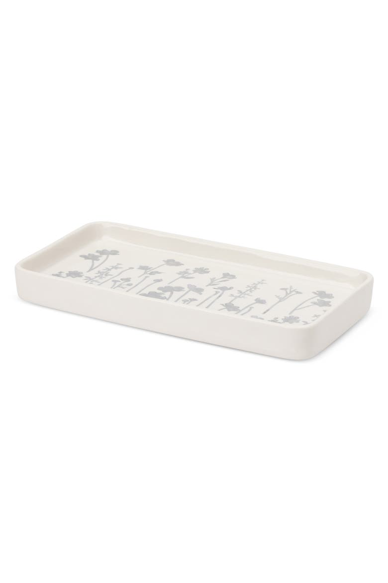 Floral Print Ceramic Vanity Tray, Main, color, WHITE
