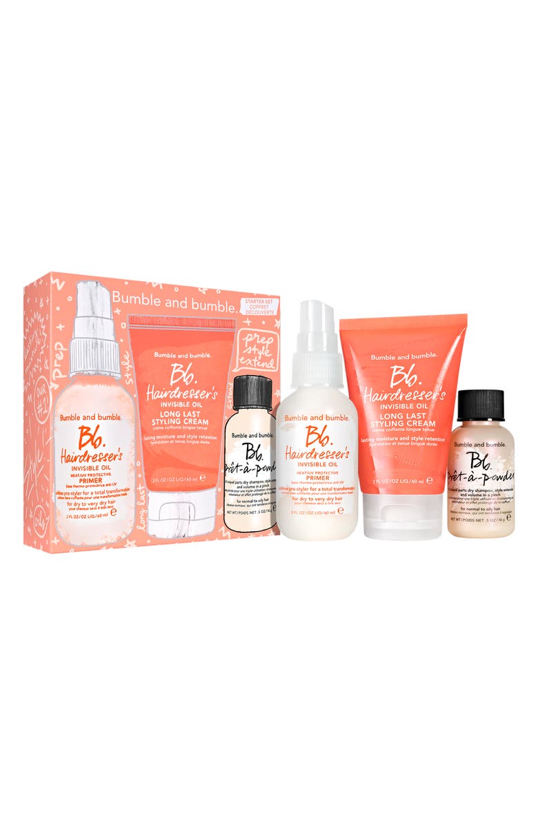 Bumble and bumble. Travel-Size Prep, Style + Extend Hair Set $48 Value, Main, color, 