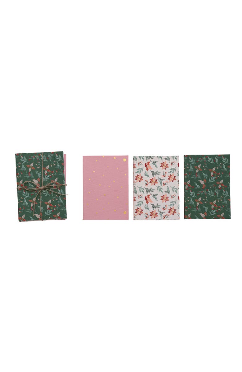 Storied Home Handmade Recycled Paper Soft Cover Notebooks with Patterns, Multicolor, Set of 3 Styles, Main, color, Green