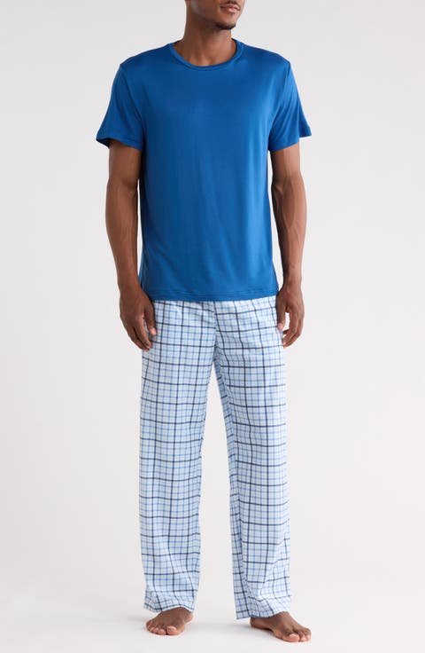 Crewneck T-Shirt & Plaid Pajama Pants Set