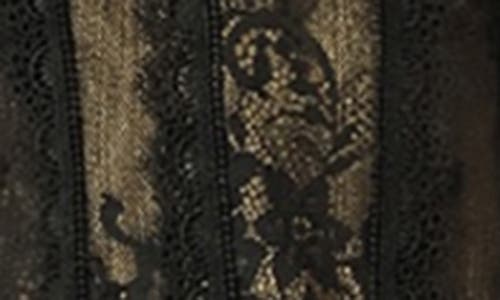 Allsaints Womens Metallic Gold Fleur High-neck Lace Mini Dress In Black
