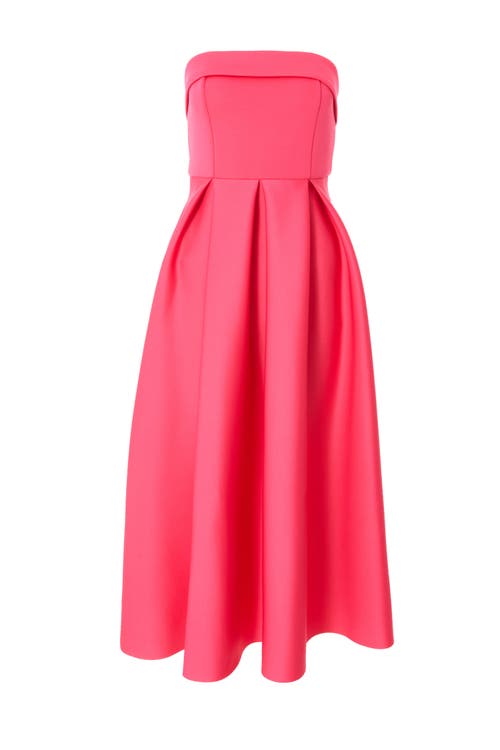 Quiz Scuba Foam Bandeau Skater Dress In Magenta
