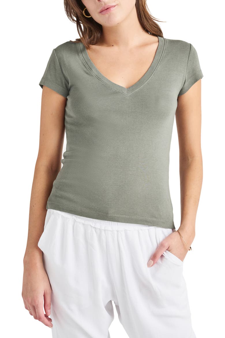 Faye V-Neck Tee, Main, color, SOFT VOB