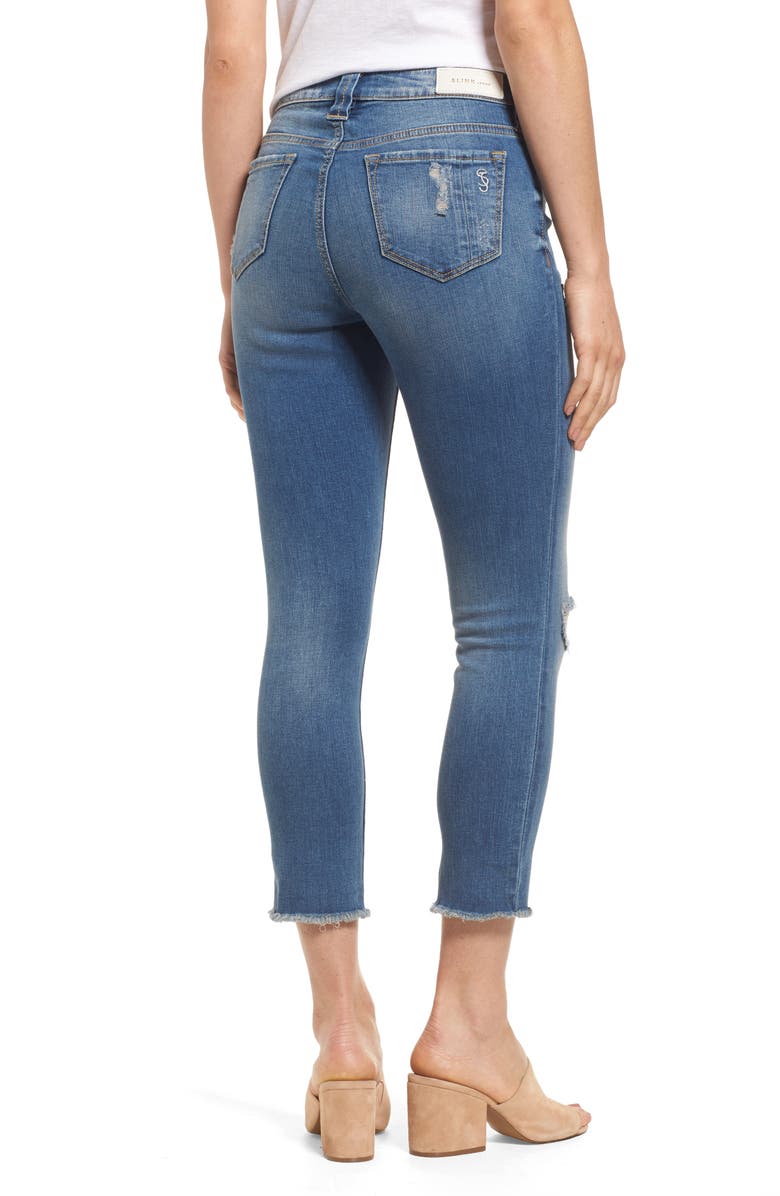 SLINK Jeans Frayed Hem Crop Jeans, Alternate, color, 