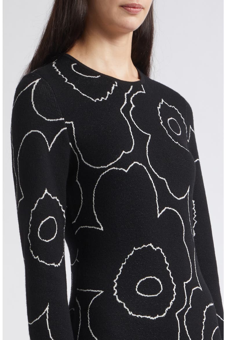 Takaisin Pirto Unikko Print Knit Wool & Cotton Blend Midi Dress, Alternate, color, BLACK OFF WHITE