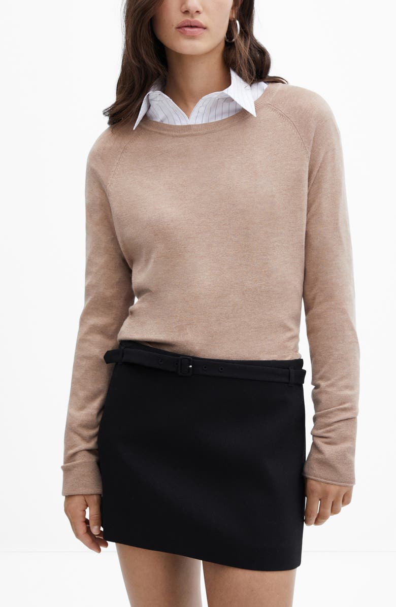 MANGO Straight Belted Miniskirt, Alternate, color, 