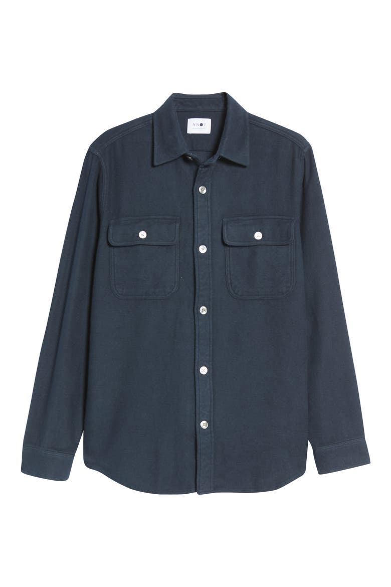 Alf 5146 Flannel Button-Down Shirt, Alternate, color, NAVY BLUE