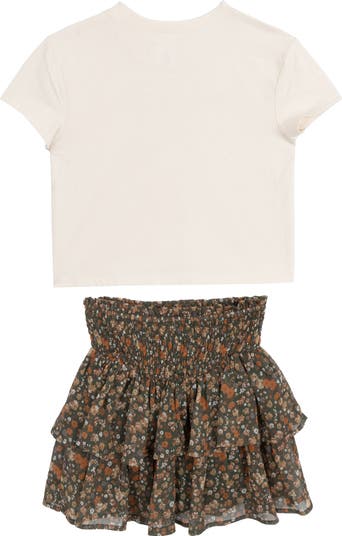 Kids' Graphic T-Shirt & Tiered Skort Set